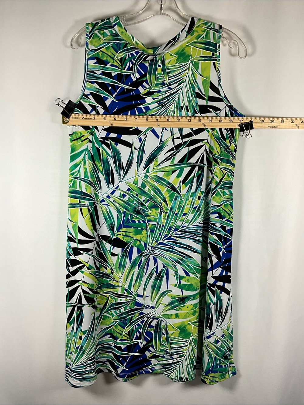 Apt. 9 Dress Size S Tropical Leaf Print Shift Dress - Green, Blue & White - Picture 5 of 8